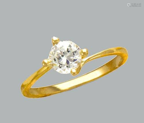 NEW 14K YELLOW GOLD LADIES FANCY CZ SOLITAIRE RING