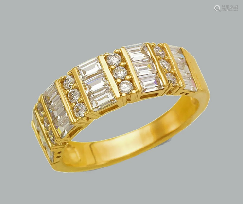 14K YELLOW GOLD LADIES CZ RING BAND ROUND BAGUETTE