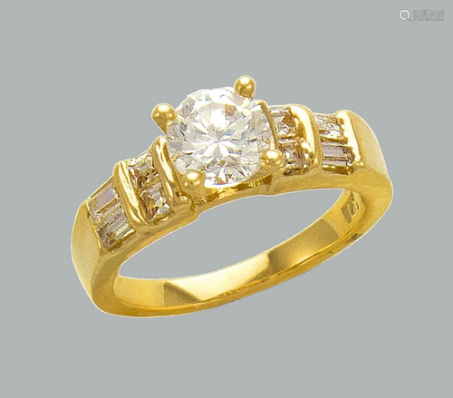 NEW 14K YELLOW GOLD LADIES FANCY CZ SOLITAIRE RING