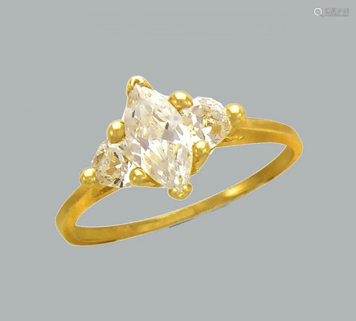 14K YELLOW GOLD CZ SOLITAIRE ENGAGEMENT RING MA…