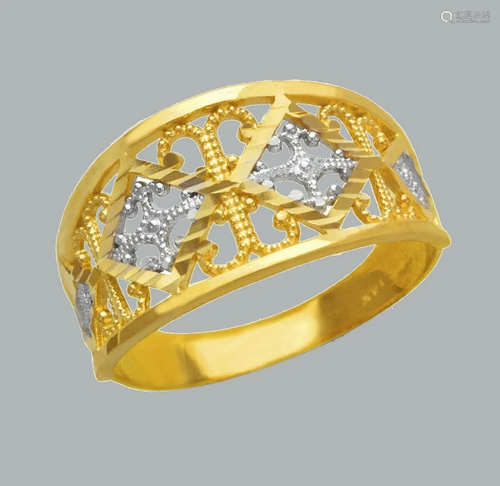 NEW 14K TWO TONE GOLD LADIES FANCY RING