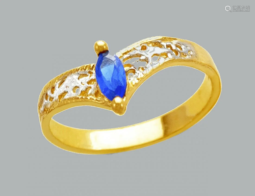 NEW 14K TWO TONE GOLD LADIES FANCY CZ RING