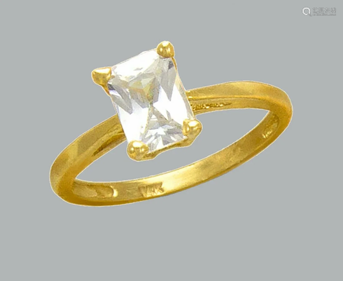 14K YELLOW GOLD CZ SOLITAIRE ENGAGEMENT RING EM…