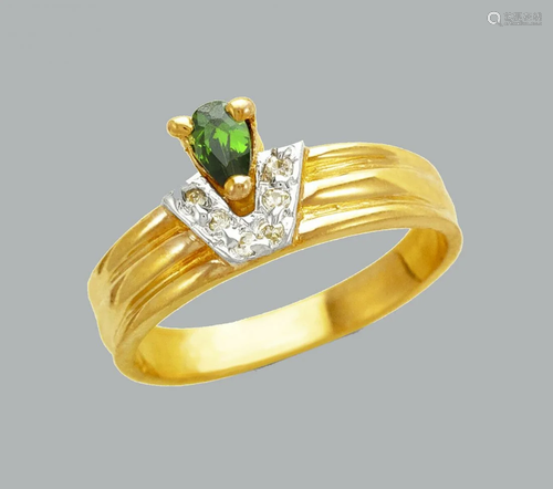 14K TWO TONE GOLD LADIES FANCY CZ RING