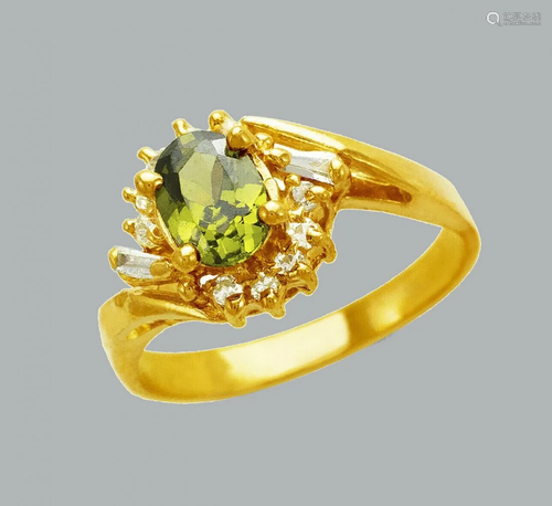 NEW 14K YELLOW GOLD LADIES FANCY CZ RING