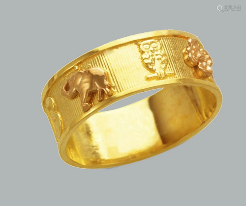 NEW 14K TWO TONE GOLD LADIES FANCY RING GOODLUCK