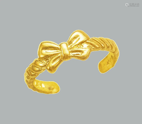 NEW 14K YELLOW GOLD LADIES KNUCKLE TOE RING BOW