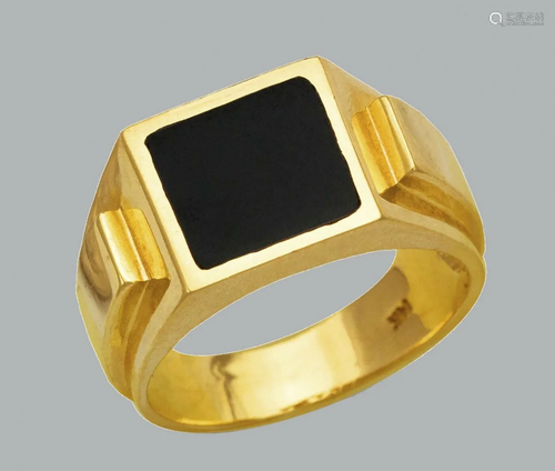 NEW 14K YELLOW GOLD MENS RING ONYX LARGE