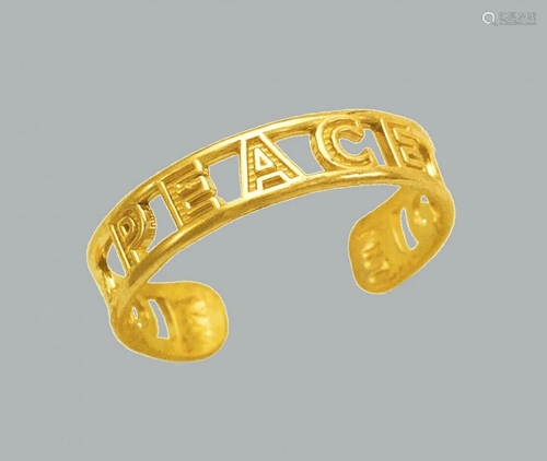 NEW 14K YELLOW GOLD LADIES KNUCKLE TOE RING PEACE