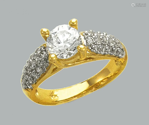 NEW 14K TWO TONE GOLD LADIES CZ RING SOLITAIRE COCKTAIL