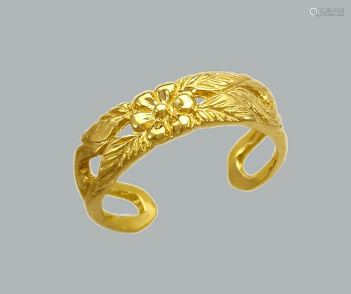 NEW 14K YELLOW GOLD LADIES KNUCKLE TOE RING FLOWER