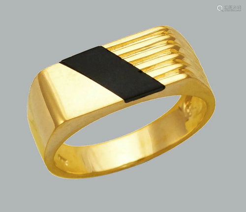 NEW 14K YELLOW GOLD MENS RING ONYX LARGE