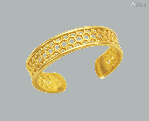 14K YELLOW GOLD LADIES KNUCKLE TOE RING HONEYCOMB