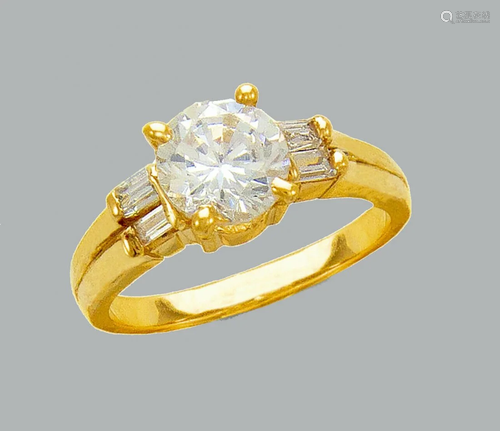 NEW 14K YELLOW GOLD LADIES FANCY CZ SOLITAIRE RING