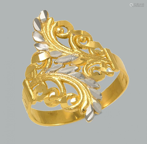 NEW 14K TWO TONE GOLD LADIES FANCY RING FILIGREE