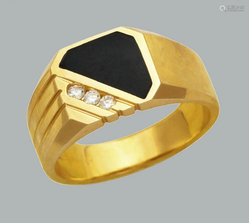 NEW 14K YELLOW GOLD MENS CZ RING ONYX LARGE