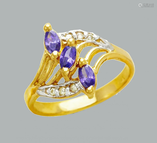 NEW 14K TWO TONE GOLD LADIES FANCY CZ RING