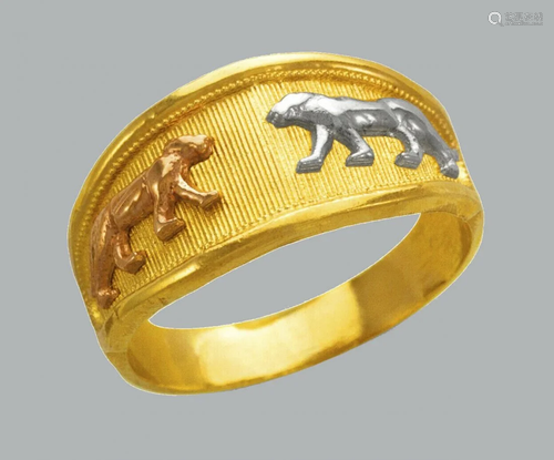 NEW 14K TRI COLOR GOLD LADIES RING PANTHER