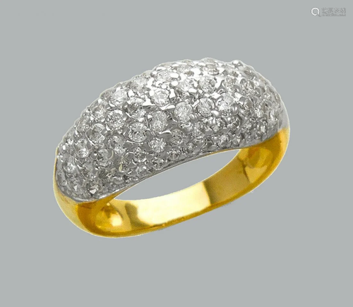 14K TWO TONE GOLD FANCY CZ COCKTAIL RING PAVE D…