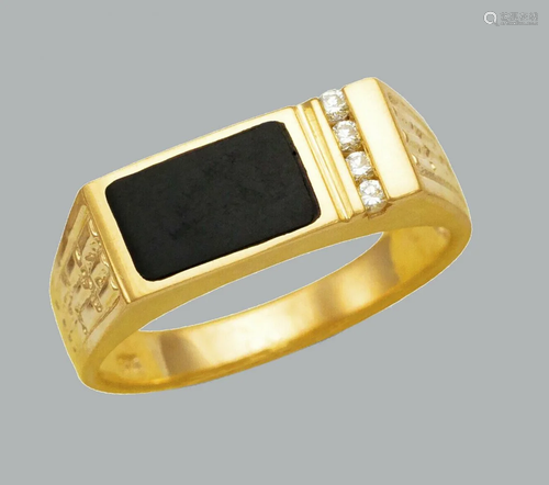 NEW 14K YELLOW GOLD MENS CZ RING ONYX LARGE