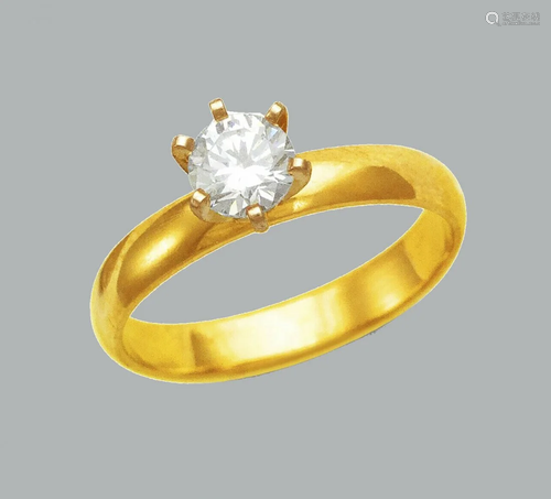 14K YELLOW GOLD CZ SOLITAIRE BAND RING ENGAGEME…