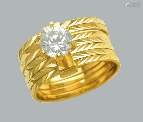 NEW 14K YELLOW GOLD SOLITAIRE CZ 7 BAND SEMANARIO …