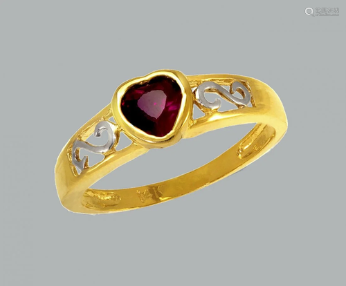 NEW 14K TWO TONE GOLD LADIES FANCY CZ RING HEART