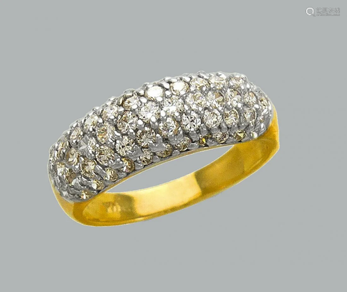 14K TWO TONE GOLD FANCY CZ COCKTAIL RING PAVE D…