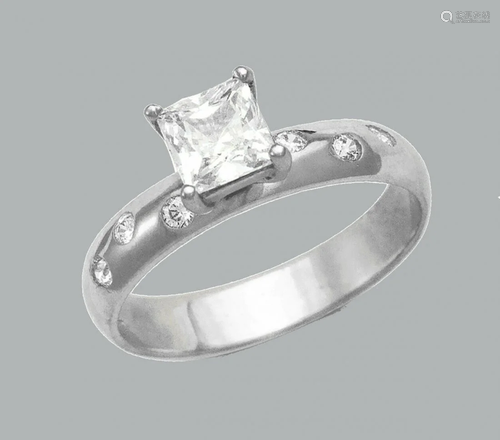 14K WHITE GOLD CZ RING PRINCESS CUT ENGAGEMENT