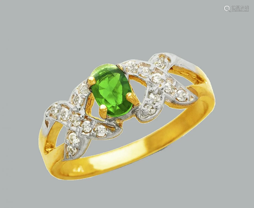 NEW 14K TWO TONE GOLD LADIES FANCY CZ RING