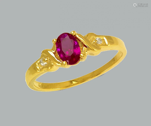 NEW 14K YELLOW GOLD LADIES FANCY CZ RING DARK PINK