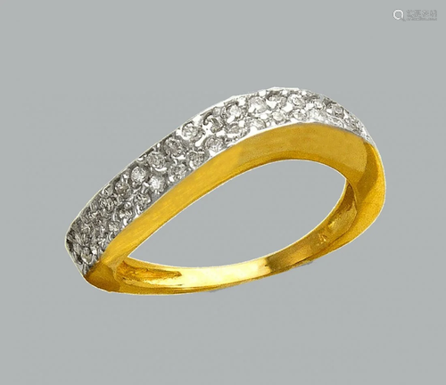 14K TWO TONE GOLD FANCY CZ COCKTAIL RING CURVED…