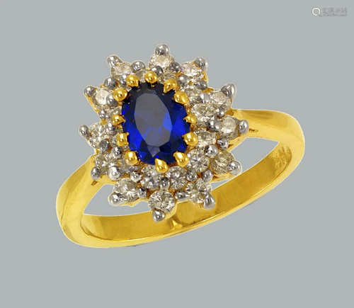 NEW 14K TWO TONE GOLD LADIES FANCY CZ RING