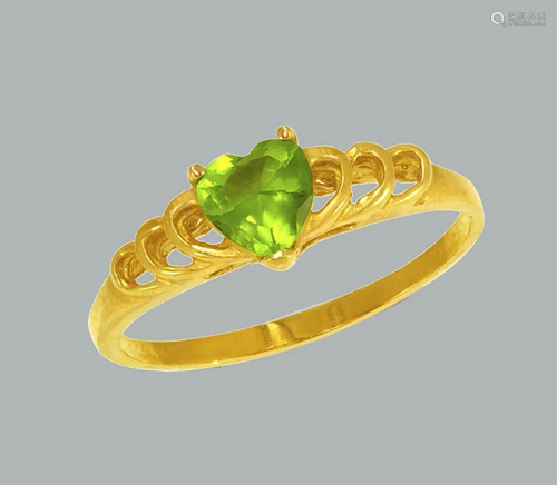 NEW 14K YELLOW GOLD LADIES FANCY CZ RING GREEN HE…