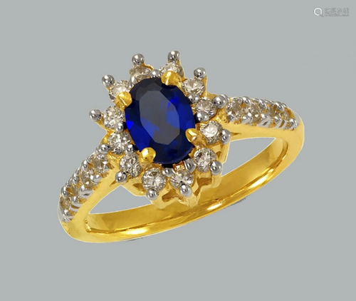 NEW 14K TWO TONE GOLD LADIES FANCY CZ RING