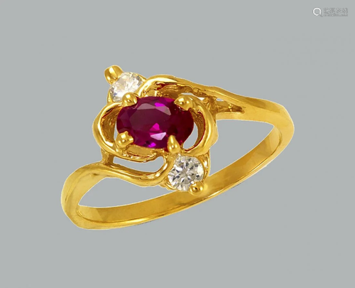 NEW 14K YELLOW GOLD LADIES FANCY CZ RING