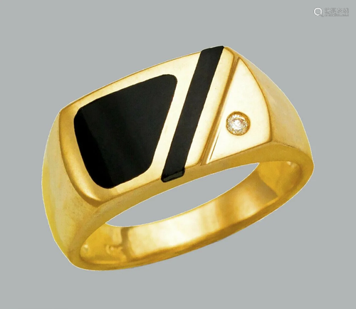 NEW 14K YELLOW GOLD MENS CZ RING ONYX LARGE