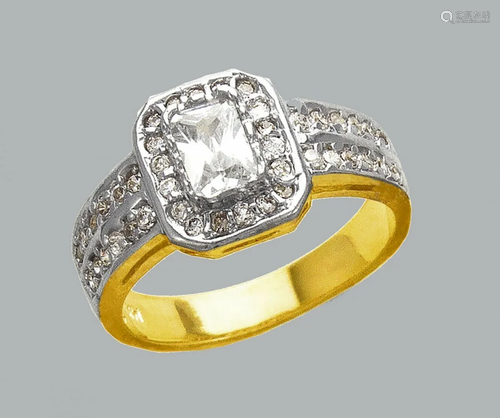 NEW 14K TWO TONE GOLD LADIES FANCY CZ RING