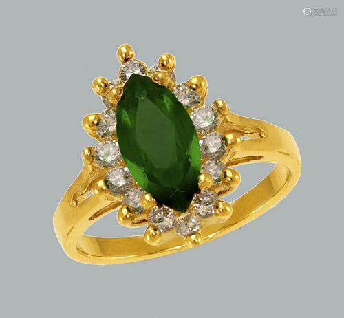 NEW 14K YELLOW GOLD LADIES FANCY CZ RING GREEN MA…