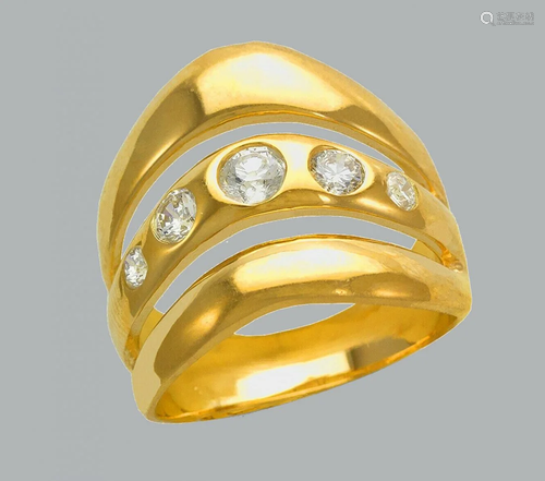 NEW 14K YELLOW GOLD LADIES CZ 3 LAYERED RING