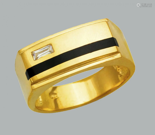 NEW 14K YELLOW GOLD MENS CZ RING ONYX LARGE