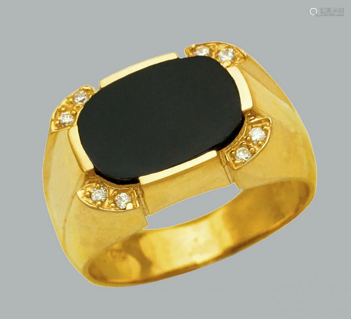 NEW 14K YELLOW GOLD MENS CZ RING ONYX LARGE