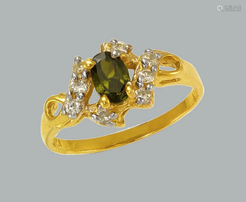 NEW 14K TWO TONE GOLD LADIES FANCY CZ RING