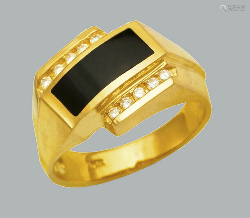 NEW 14K YELLOW GOLD MENS CZ RING ONYX LARGE