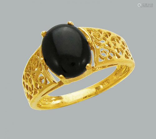 NEW 14K YELLOW GOLD LADIES CZ COCKTAIL RING ONYX