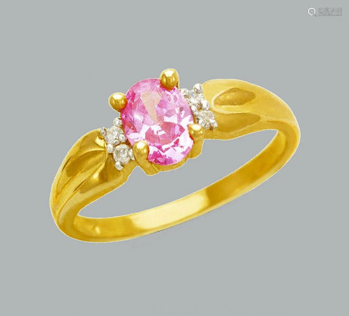 NEW 14K TWO TONE GOLD LADIES FANCY CZ RING