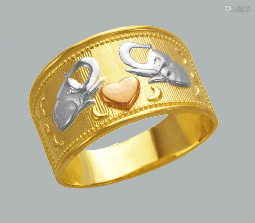 NEW 14K TRI COLOR GOLD LADIES RING ELEPHANT