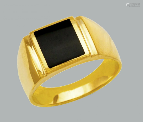 NEW 14K YELLOW GOLD MEN'S RING ONYX LARGE