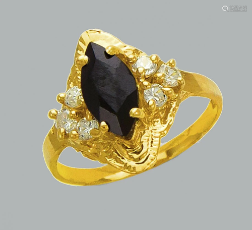 NEW 14K YELLOW GOLD LADIES CZ COCKTAIL RING ONYX