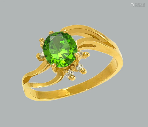 14K YELLOW GOLD LADIES FANCY CZ RING